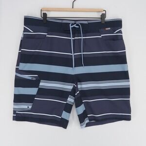Simms Board Shorts Mens 38 Blue Striped Fishing Drawstring Pockets Quick Dry